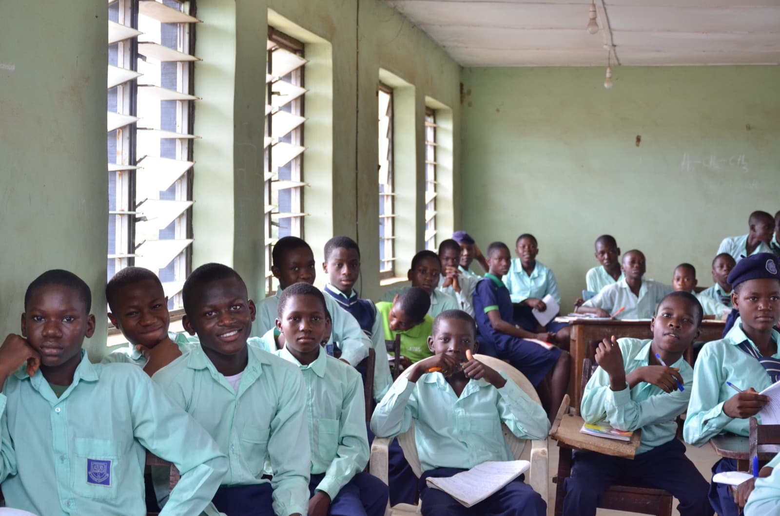 Students listening during a session at Aatan Baptist Comprehensive High School, 2019.