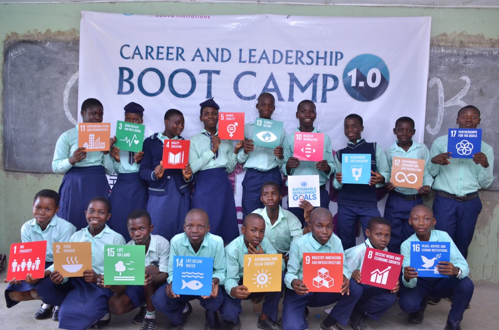 A group photo of students and facilitators at Aatan Baptist Comprehensive High School, 2019.