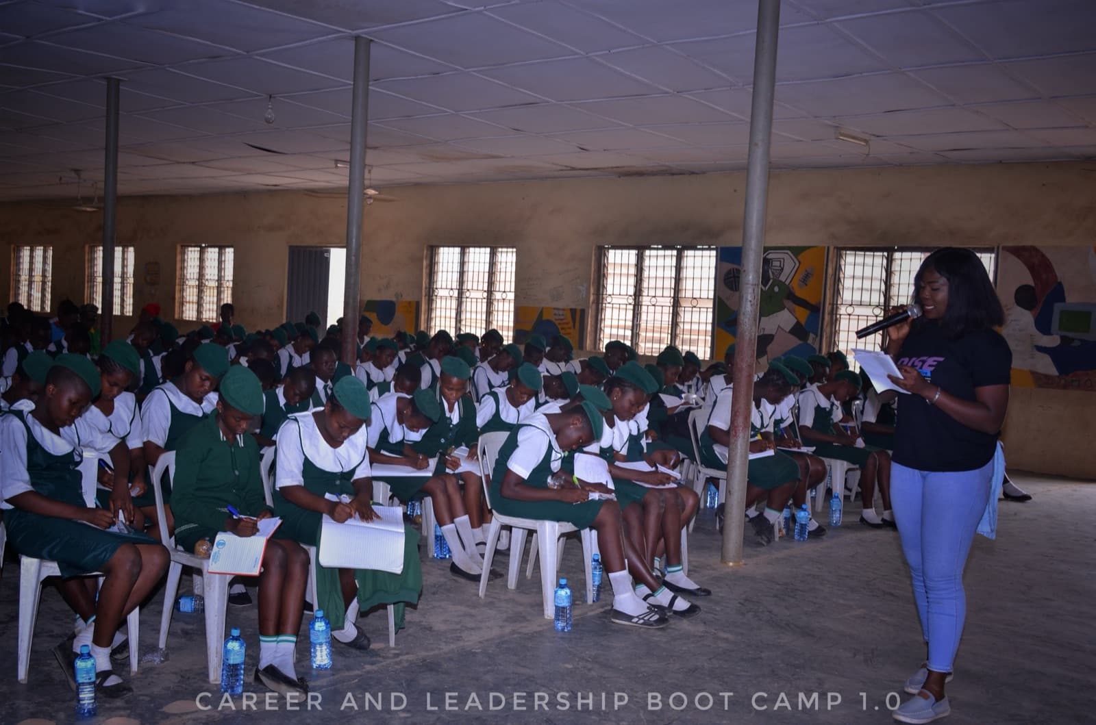 Students seated across the hall during the 2019 bootcamp, SPED International Secondary School.